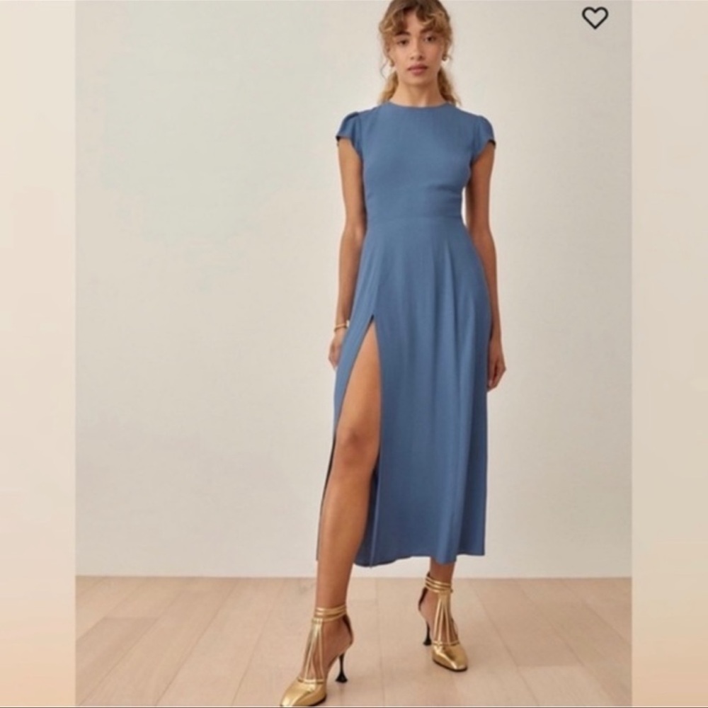Reformation Gavin Midi Dress in Morning Glory